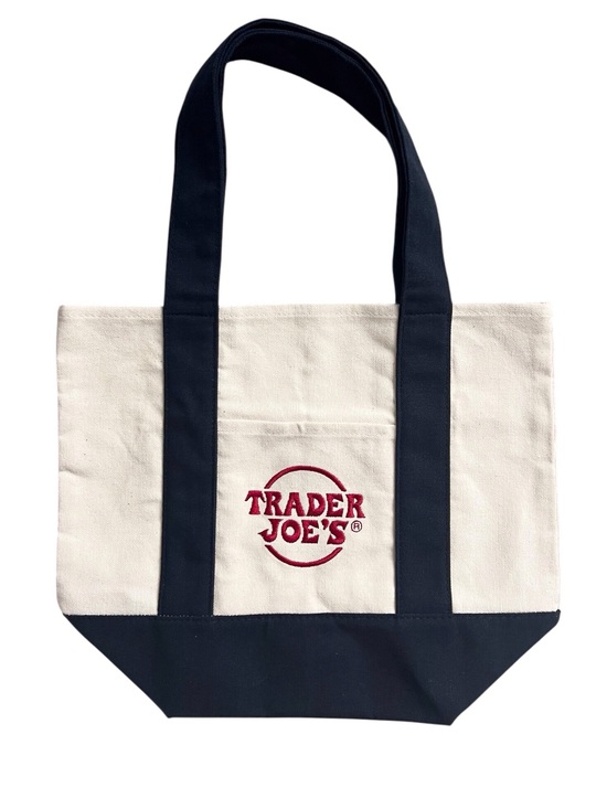 Trader Joe'S Handbags - Trader Joe's Mini Tote Bag Shopper Navy Cream Trending Small 13 inch Canvas